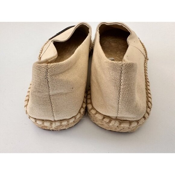 J.‎ Crew Factory | Classic Beige Canvas Black Leather Cap Espadrilles SP21 Sz 7 - Picture 6 of 9